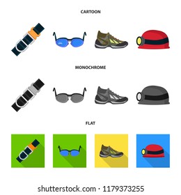 Isolated object of mountaineering and peak logo. Collection of mountaineering and camp stock vector illustration.