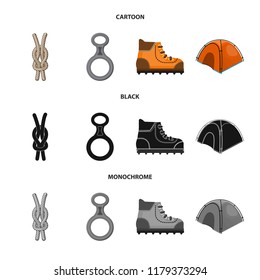 Isolated object of mountaineering and peak logo. Set of mountaineering and camp stock vector illustration.