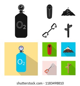 Isolated object of mountaineering and peak logo. Set of mountaineering and camp stock vector illustration.