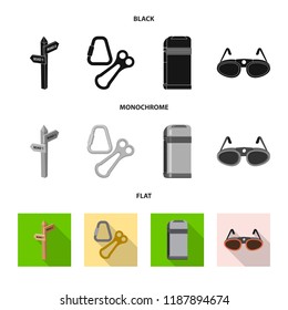 Isolated object of mountaineering and peak logo. Collection of mountaineering and camp vector icon for stock.