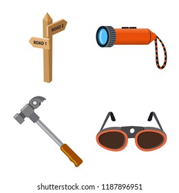 Isolated object of mountaineering and peak logo. Collection of mountaineering and camp stock symbol for web.