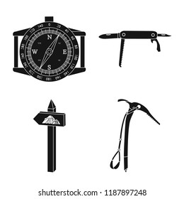 Isolated object of mountaineering and peak logo. Set of mountaineering and camp vector icon for stock.