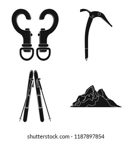 Isolated object of mountaineering and peak logo. Set of mountaineering and camp stock vector illustration.