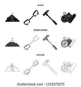 Isolated object of mountaineering and peak logo. Set of mountaineering and camp vector icon for stock.