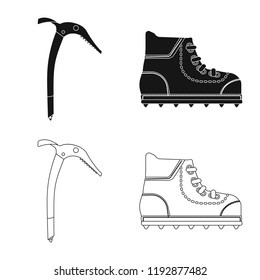 Isolated object of mountaineering and peak logo. Set of mountaineering and camp vector icon for stock.