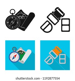 Isolated object of mountaineering and peak logo. Set of mountaineering and camp stock vector illustration.