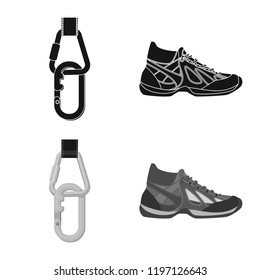 Isolated object of mountaineering and peak logo. Collection of mountaineering and camp stock symbol for web.