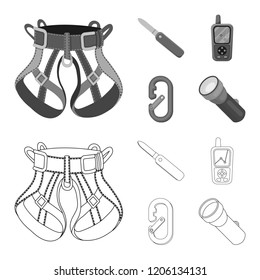 Isolated object of mountaineering and peak logo. Set of mountaineering and camp vector icon for stock.