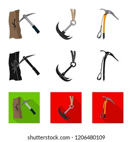 Isolated object of mountaineering and peak logo. Set of mountaineering and camp vector icon for stock.