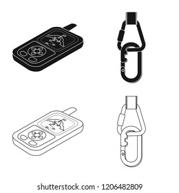 Isolated object of mountaineering and peak logo. Set of mountaineering and camp stock vector illustration.