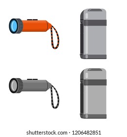 Isolated object of mountaineering and peak logo. Set of mountaineering and camp stock symbol for web.