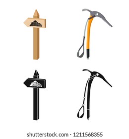Isolated object of mountaineering and peak logo. Collection of mountaineering and camp vector icon for stock.