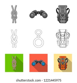 Isolated object of mountaineering and peak logo. Set of mountaineering and camp vector icon for stock.