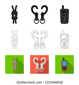 Isolated object of mountaineering and peak logo. Set of mountaineering and camp vector icon for stock.