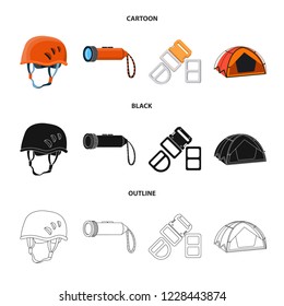 Isolated object of mountaineering and peak logo. Collection of mountaineering and camp stock symbol for web.