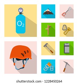 Isolated object of mountaineering and peak logo. Set of mountaineering and camp stock vector illustration.