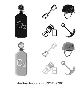 Isolated object of mountaineering and peak logo. Set of mountaineering and camp vector icon for stock.