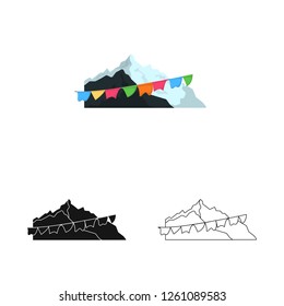 Isolated object of mountaineering and peak logo. Collection of mountaineering and camp stock vector illustration.