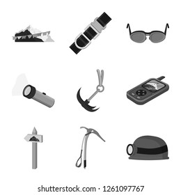 Isolated object of mountaineering and peak logo. Collection of mountaineering and camp vector icon for stock.