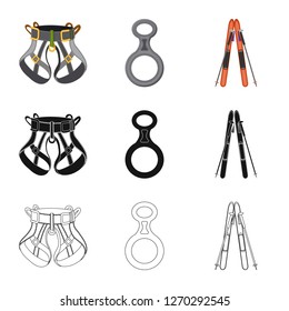 Isolated object of mountaineering and peak logo. Set of mountaineering and camp vector icon for stock.
