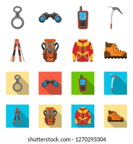 Isolated object of mountaineering and peak logo. Collection of mountaineering and camp vector icon for stock.