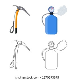 Isolated object of mountaineering and peak logo. Collection of mountaineering and camp vector icon for stock.
