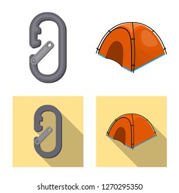 Isolated object of mountaineering and peak logo. Collection of mountaineering and camp vector icon for stock.