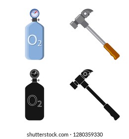Isolated object of mountaineering and peak logo. Set of mountaineering and camp stock vector illustration.