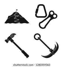 Isolated object of mountaineering and peak logo. Set of mountaineering and camp stock symbol for web.
