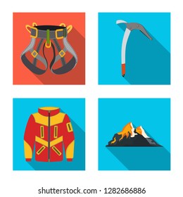 Isolated object of mountaineering and peak logo. Set of mountaineering and camp stock vector illustration.