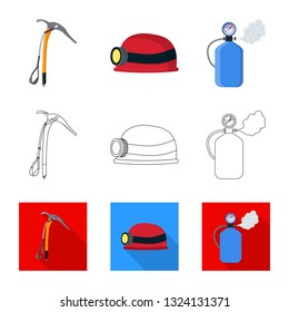 Isolated object of mountaineering and peak logo. Set of mountaineering and camp vector icon for stock.