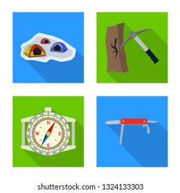 Isolated object of mountaineering and peak logo. Set of mountaineering and camp stock vector illustration.
