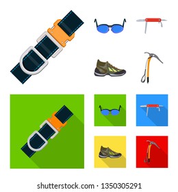 Isolated object of mountaineering and peak logo. Collection of mountaineering and camp stock symbol for web.