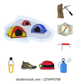 Isolated object of mountaineering and peak logo. Set of mountaineering and camp vector icon for stock.