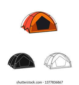 Isolated object of mountaineering and peak logo. Collection of mountaineering and camp stock symbol for web.