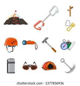 Isolated object of mountaineering and peak logo. Set of mountaineering and camp vector icon for stock.
