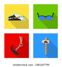 Isolated object of mountaineering and peak logo. Collection of mountaineering and camp stock vector illustration.