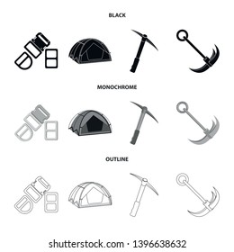 Isolated object  mountaineering and peak logo. Set  mountaineering and camp stock vector illustration.