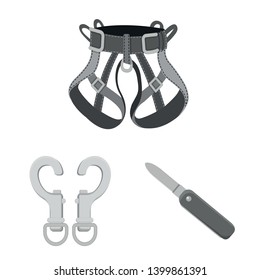 Isolated object of mountaineering and peak logo. Collection of mountaineering and camp stock symbol for web.