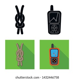 Isolated object of mountaineering and peak logo. Collection of mountaineering and camp stock vector illustration.