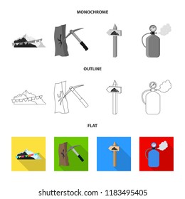 Isolated object of mountaineering and peak sign. Collection of mountaineering and camp stock symbol for web.