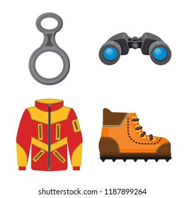 Isolated object of mountaineering and peak sign. Collection of mountaineering and camp vector icon for stock.