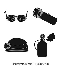 Isolated object of mountaineering and peak sign. Set of mountaineering and camp vector icon for stock.