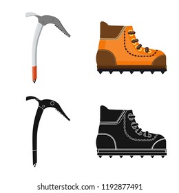Isolated object of mountaineering and peak sign. Set of mountaineering and camp vector icon for stock.