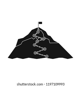 Isolated object of mountaineering and peak sign. Set of mountaineering and camp stock vector illustration.