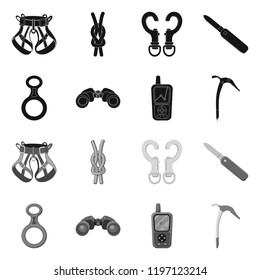 Isolated object of mountaineering and peak sign. Collection of mountaineering and camp vector icon for stock.