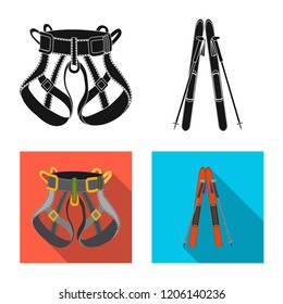 Isolated object of mountaineering and peak sign. Set of mountaineering and camp stock vector illustration.