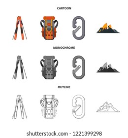 Isolated object of mountaineering and peak sign. Set of mountaineering and camp vector icon for stock.
