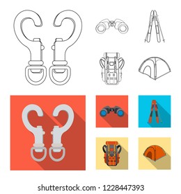 Isolated object of mountaineering and peak sign. Collection of mountaineering and camp stock symbol for web.