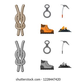 Isolated object of mountaineering and peak sign. Collection of mountaineering and camp vector icon for stock.